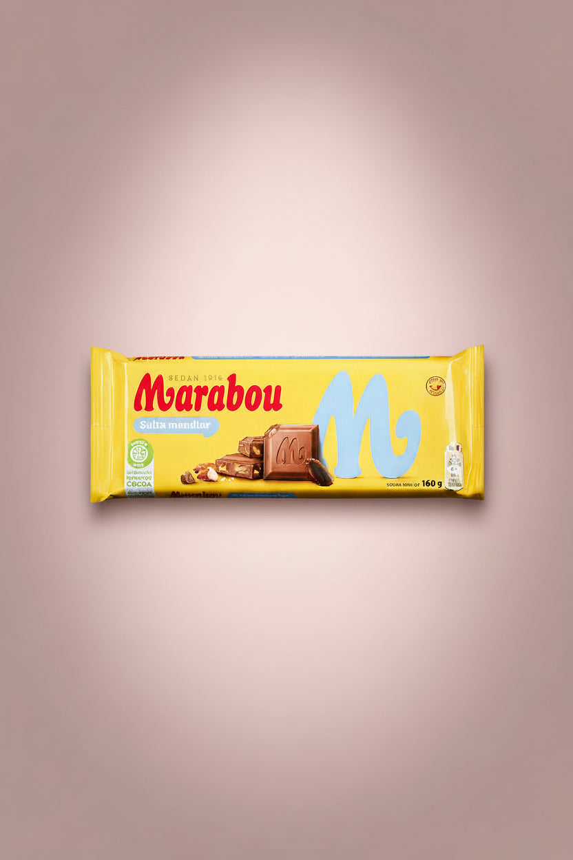 Warabou chocolate bar packaging on a black background